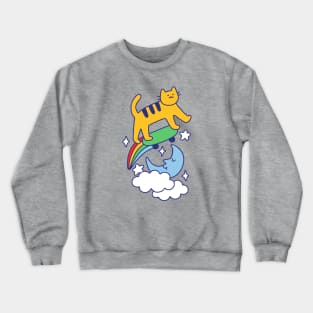 Cat Flying On A Skateboard Crewneck Sweatshirt